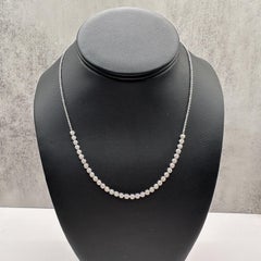 Natural Diamond Cluster Necklace 10K White Gold 1ctw 16 to 17in New