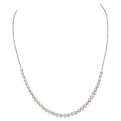 Natural Diamond Cluster Necklace 10K White Gold 1ctw 16 to 17in New