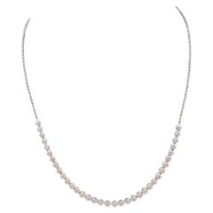 Natural Diamond Cluster Necklace 10K White Gold 1ctw 16 to 17in New