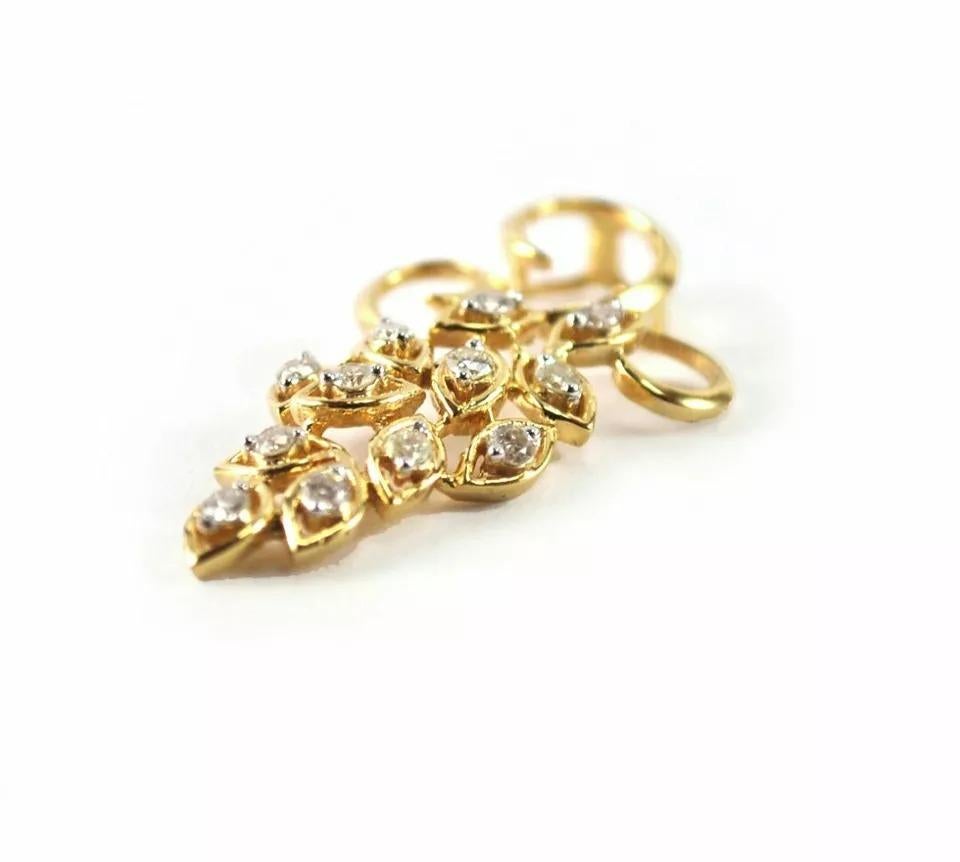 Round Cut Natural Diamond Cluster Pendant 14k Solid Gold Grape Bunch For Sale