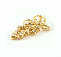 Natural Diamond Cluster Pendant 14k Solid Gold Grape Bunch Necklace 16"