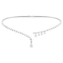 Natural Diamond Collar Drop Necklace, 4.94 Cts, 18K White Gold, Birthday Gift