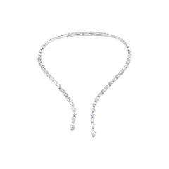 Natural Diamond Collar Necklace, 20.55 Cts, 18K White Gold, Wedding Gift