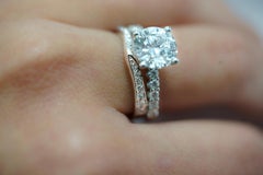 Natural Diamond Contoured Wedding Band Stacking Ring