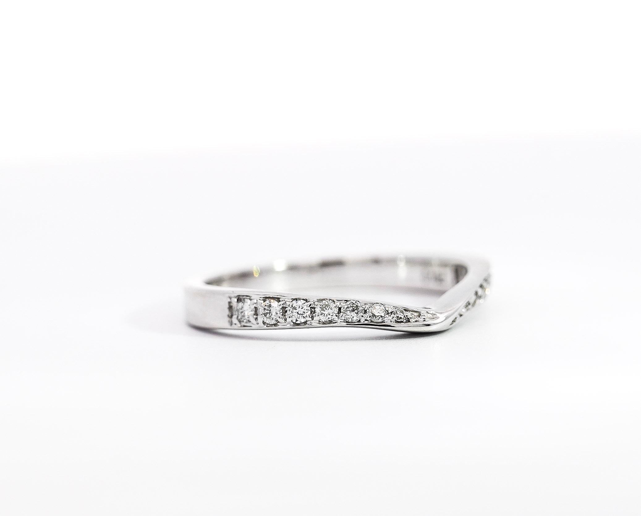Natural Diamond Contoured Wedding Band Stacking Ring For Sale 3