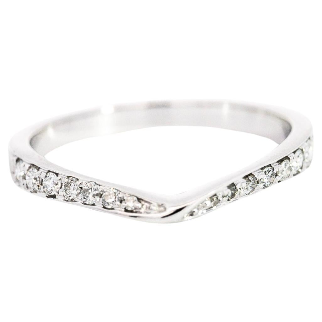 Natural Diamond Contoured Wedding Band Stacking Ring For Sale