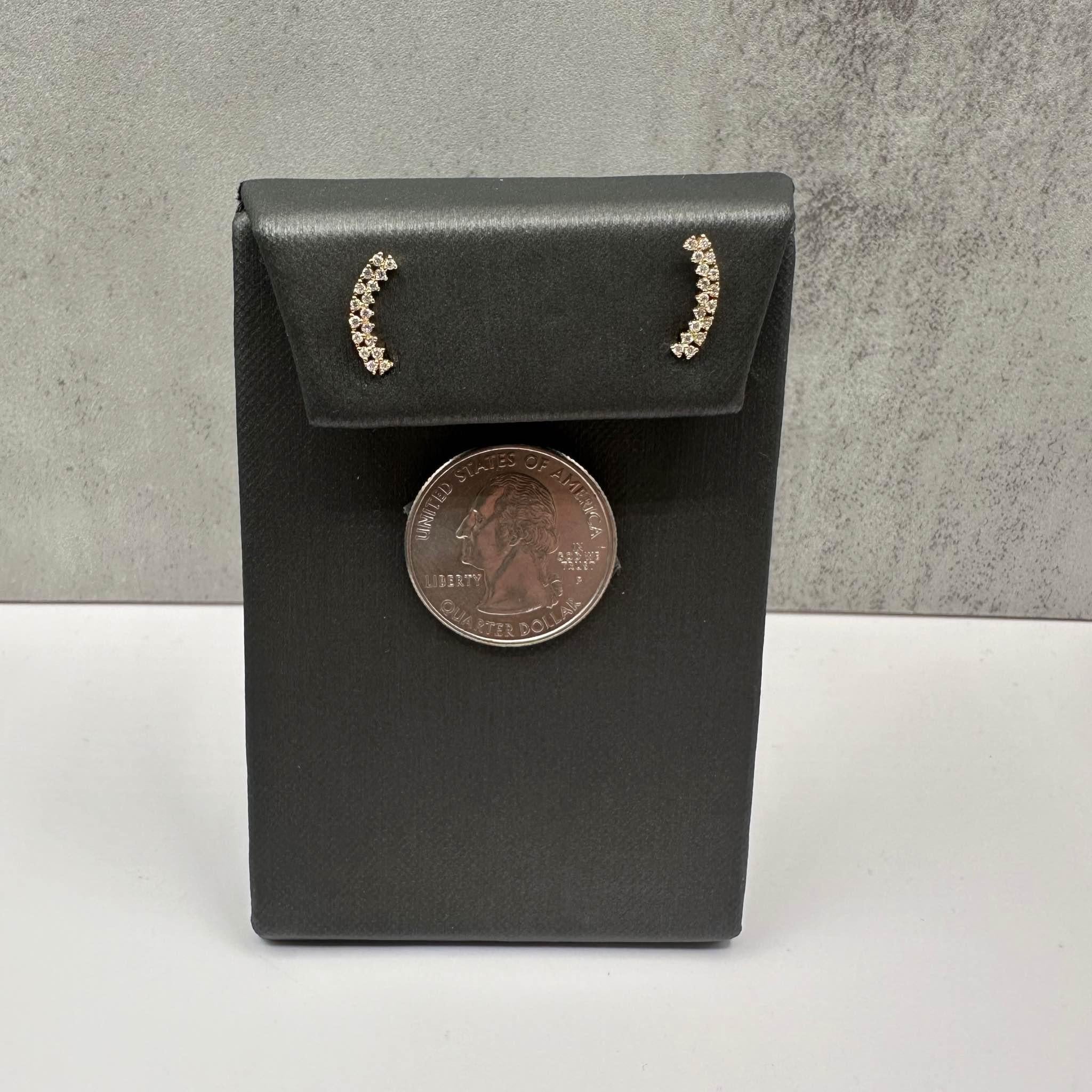 Natural Diamond Crawler Earrings in 14kt Yellow Gold – 0.25ctw GH SI2-I1 Diamond In New Condition For Sale In West Hempstead, NY