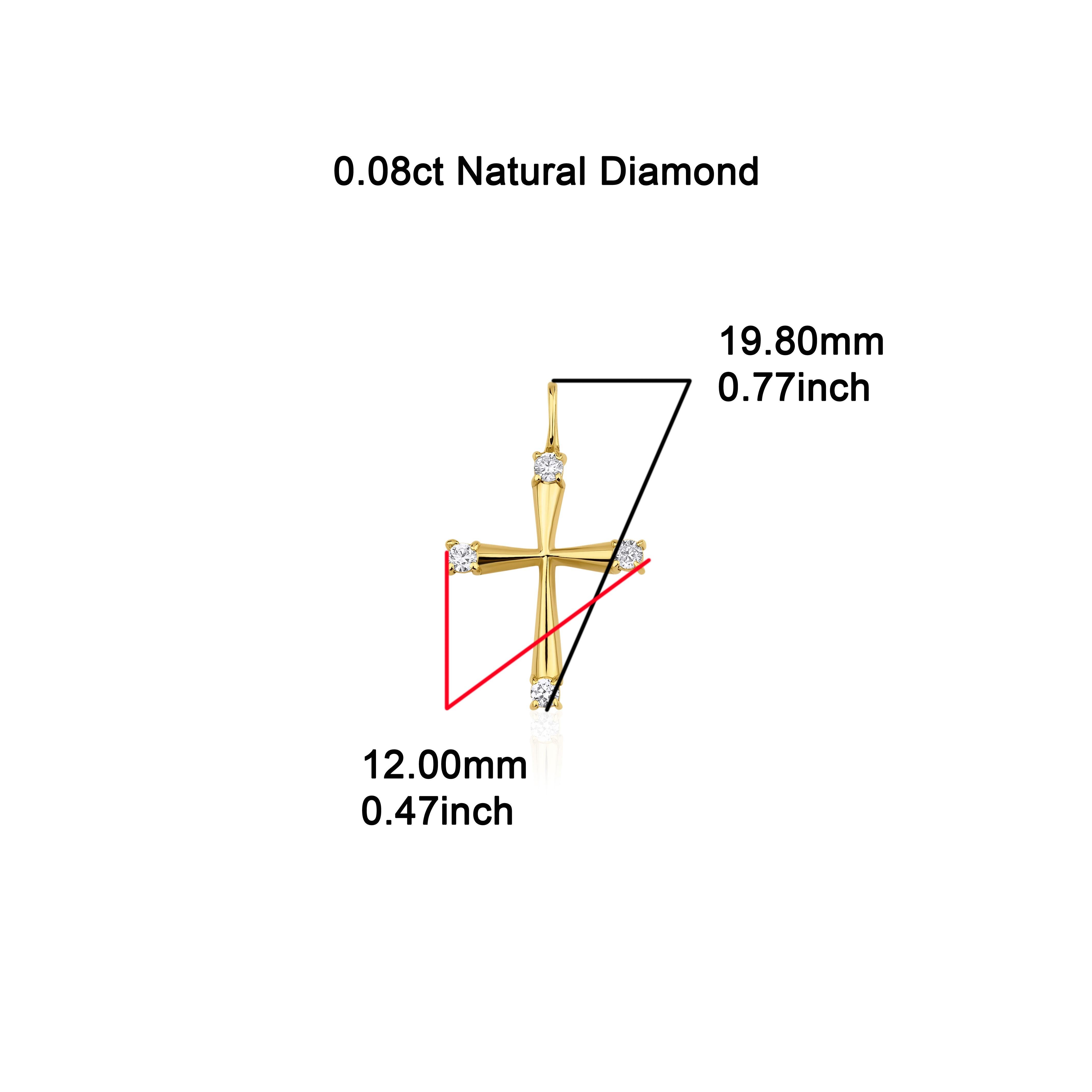 Collana con croce di diamanti naturali in oro massiccio da 0.08 carati in vendita 1
