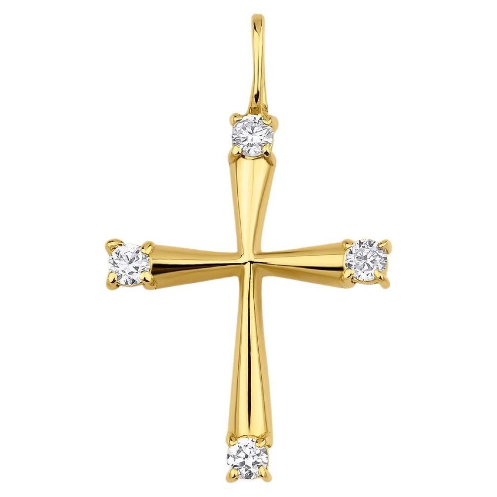 Collar de Oro Macizo con Cruz de Diamantes Naturales 0.08ct