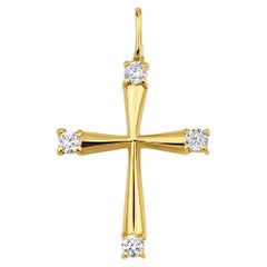 Natural Diamond Cross 0.08ct Solid Gold Necklace