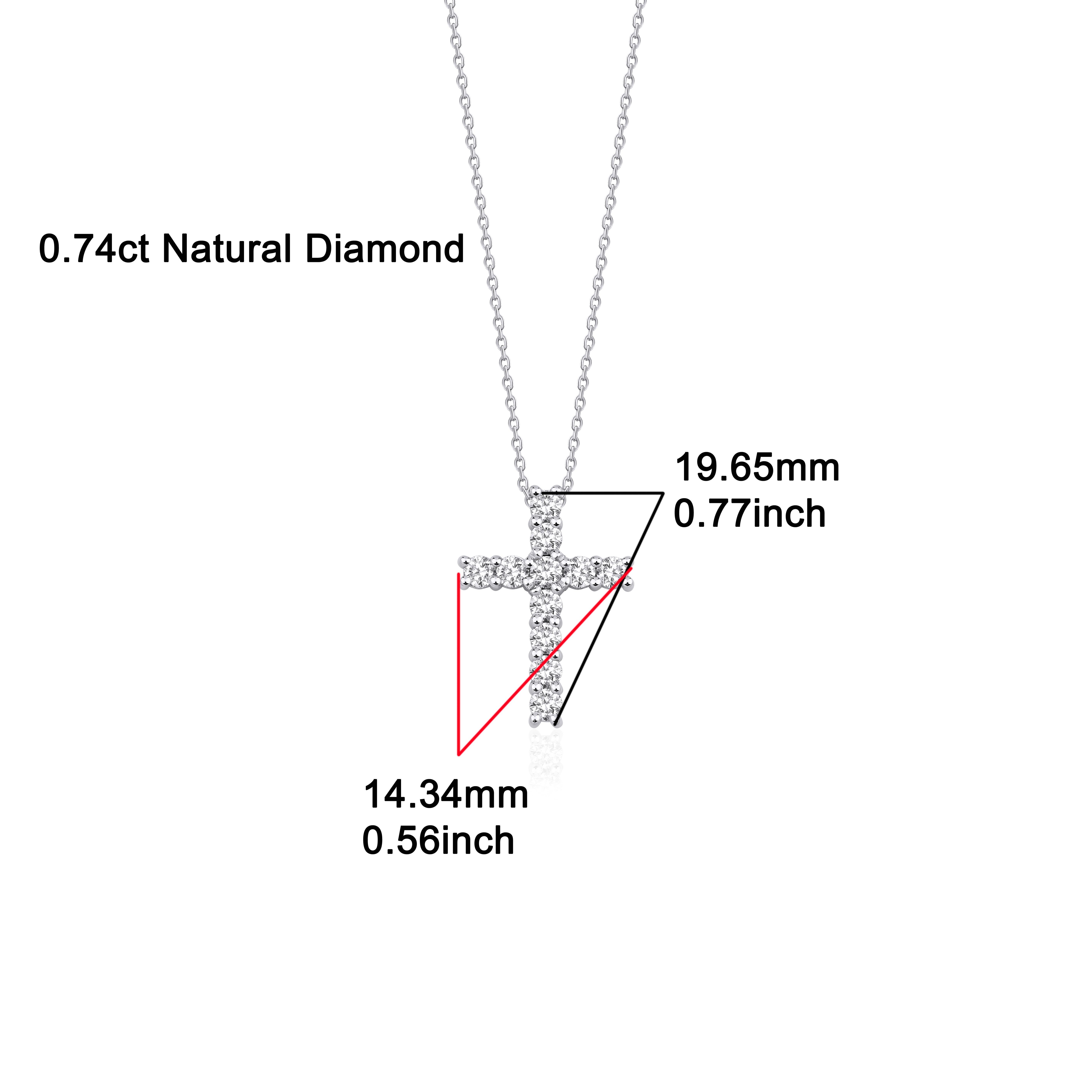 Collier en or massif 0,74 carat avec croix de diamants naturels en vente 1