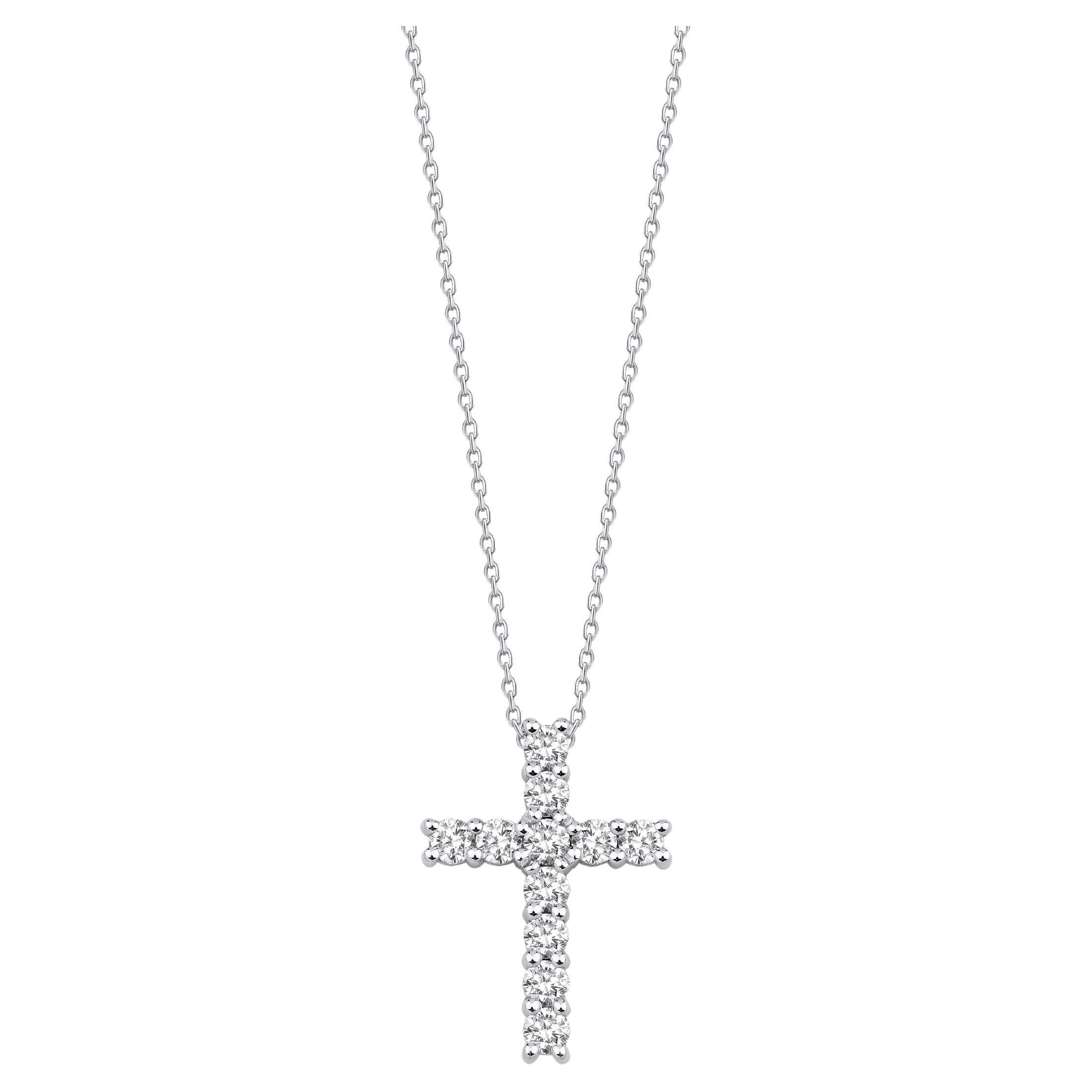 Natural Diamond Cross 0.74ct Solid Gold Necklace