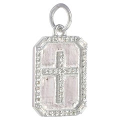 Natural Diamond Cross Charm Pendant Solid 14k White Gold Fine Jewelry