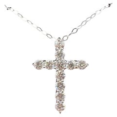 Natural Diamond Cross Necklace 14kt White Gold 0.64ctw GH SI New