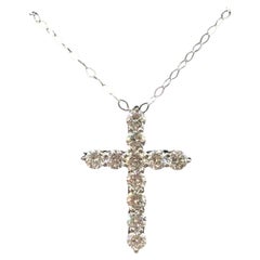 Natural Diamond Cross Necklace 14kt White Gold 0.68ctw GH SI New