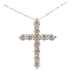 Halskette mit Kreuz aus natürlichen Diamanten, 14 Karat Gelbgold, 0,85 Karat Gesamtgewicht, GH, SI, &New