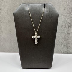Halskette mit Kreuz aus Naturdiamanten, 14 Karat Gelbgold, 1,10 Karat Gesamtgewicht, GH, SI, I1, neu