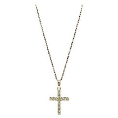 Natural Diamond Cross Necklace in 10kt Yellow Gold – 0.20ctw, 18in, New