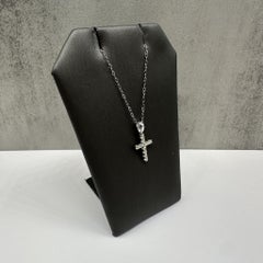 Natural Diamond Cross Necklace in 14kt White Gold – 0.20ctw, 18in, New