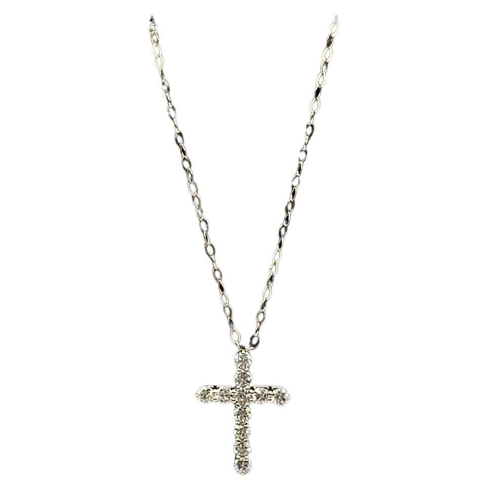 Natural Diamond Cross Necklace in 14kt Yellow Gold – 0.35ctw, 18in, New