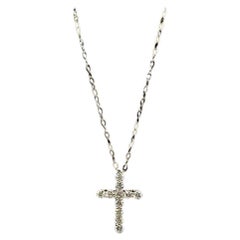 Natural Diamond Cross Necklace in 14kt Yellow Gold – 0.35ctw, 18in, New