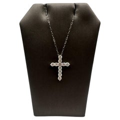 Collana con croce di diamanti naturali in platino - 1ctw GH SI Diamonds, 18" di lunghezza