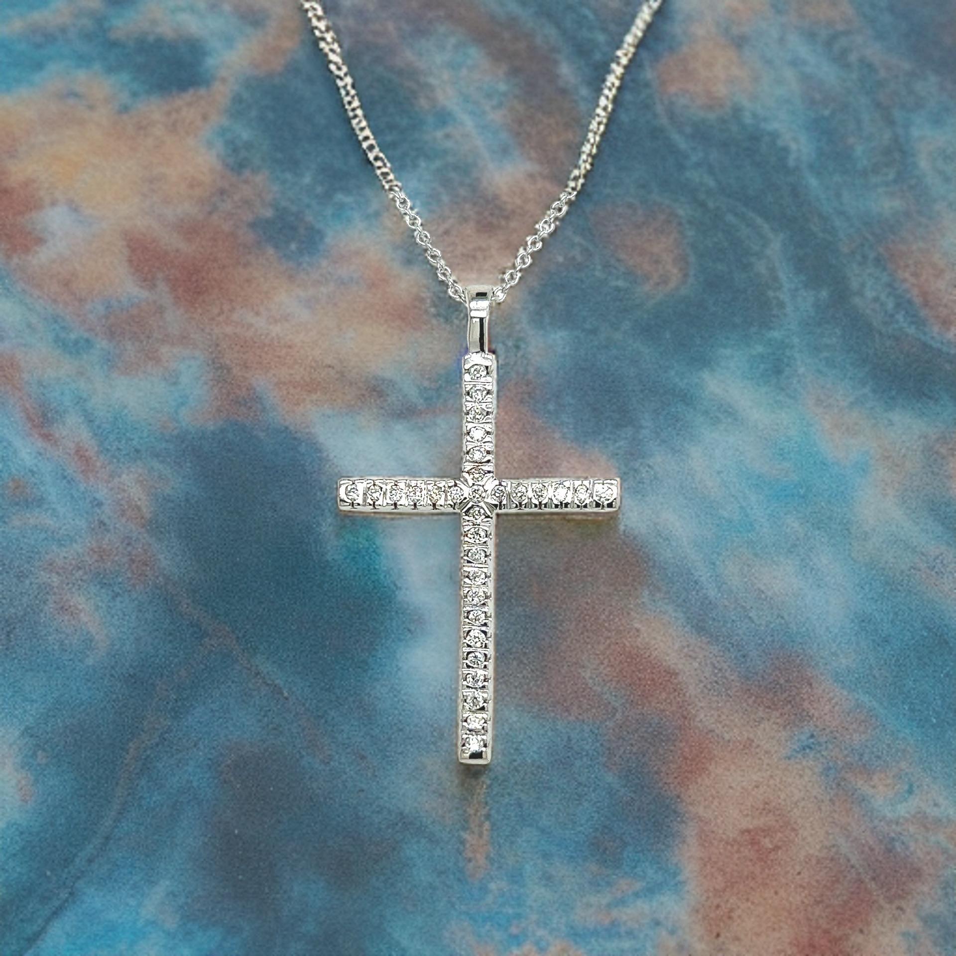 Natural Diamond Cross Pendant 17