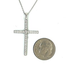 Natürlicher Diamant-Kreuz-Anhänger 17" Kette 14k Weißgold 0,41 TCW zertifiziert