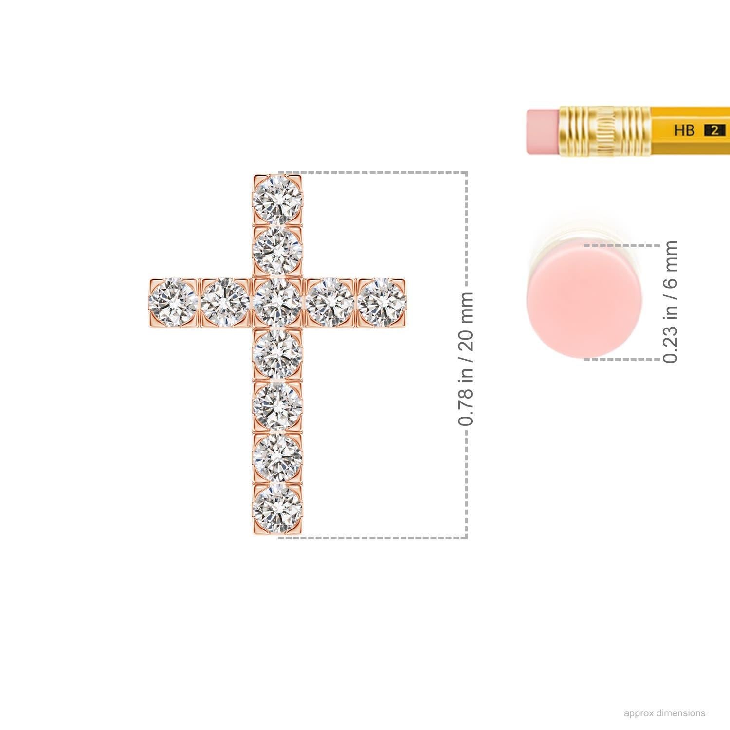 Modern ANGARA Natural 0.75cttw Diamond Cross Pendant in 14K Rose Gold (I-J, I1-I2) For Sale