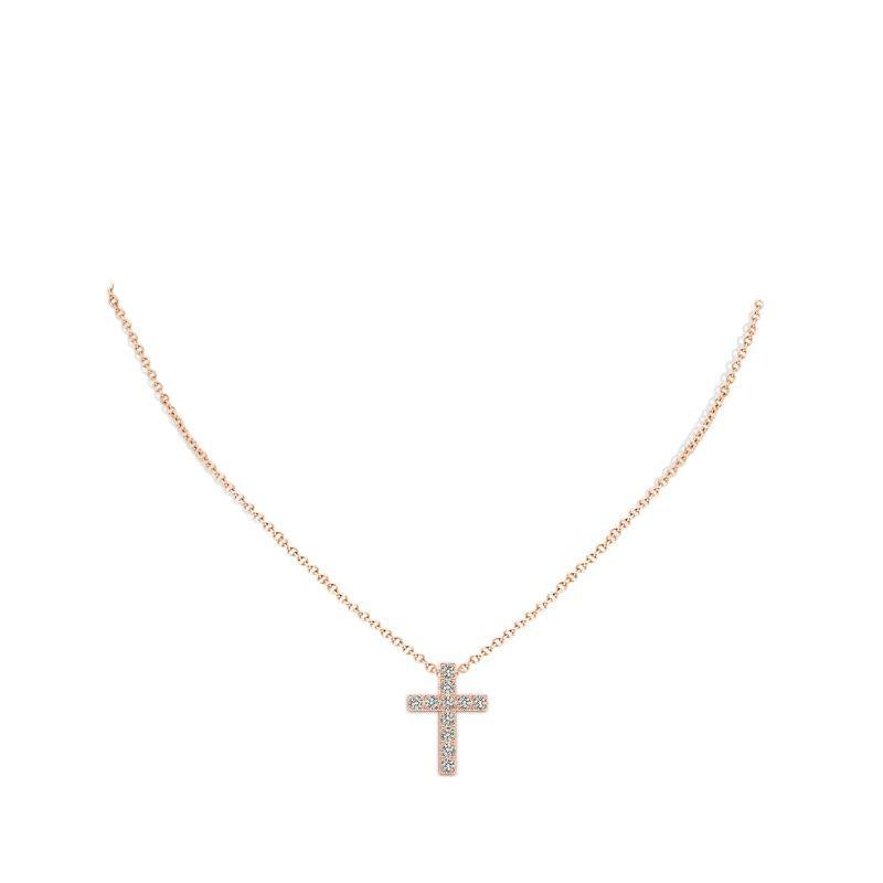 ANGARA Pendentif croix en or rose 14K avec diamant naturel 0.75cttw (Couleur-K, I3) Neuf - En vente à Los Angeles, CA