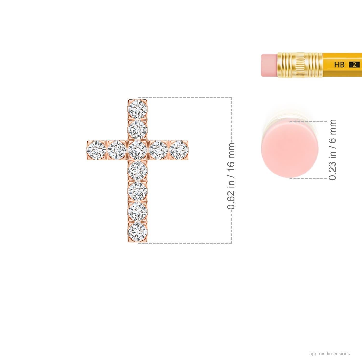 Moderne ANGARA Pendentif croix en or rose 14K avec diamant naturel 0.38cttw (Couleur- H, SI2) en vente