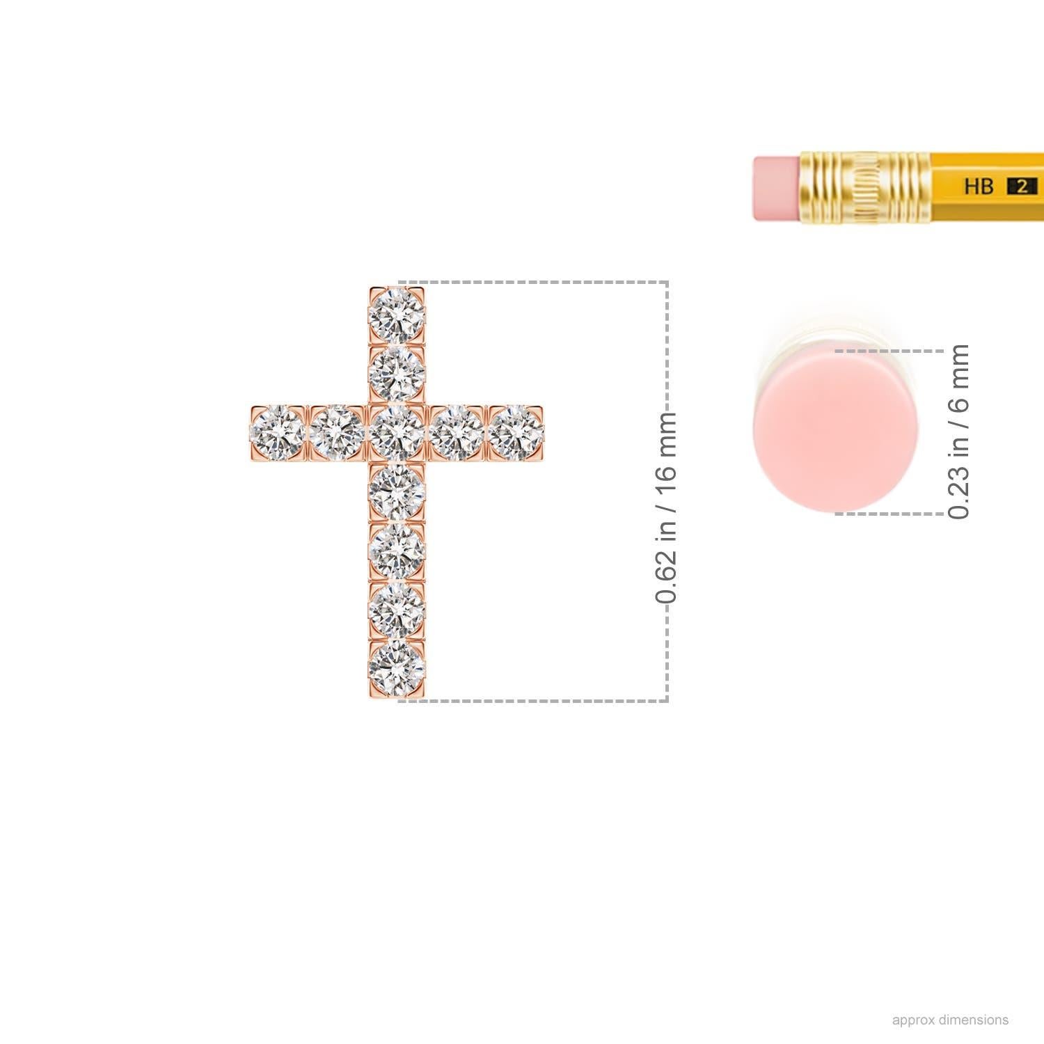Modern ANGARA Natural 0.38cttw Diamond Cross Pendant in 14K Rose Gold (I-J, I1-I2) For Sale