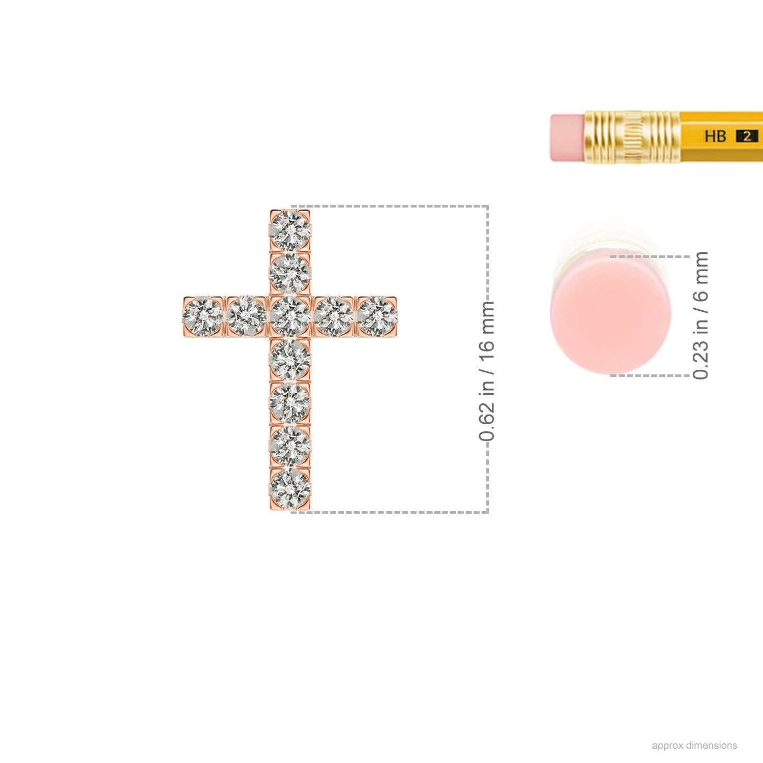 Modern ANGARA Natural 0.38cttw Diamond Cross Pendant in 14K Rose Gold (Color- K, I3) For Sale
