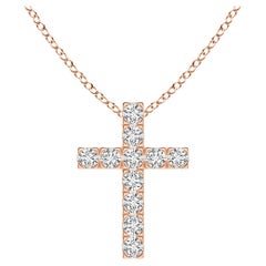 ANGARA Pendentif croix en or rose 14K avec diamant naturel 0.38cttw (Couleur- H, SI2)
