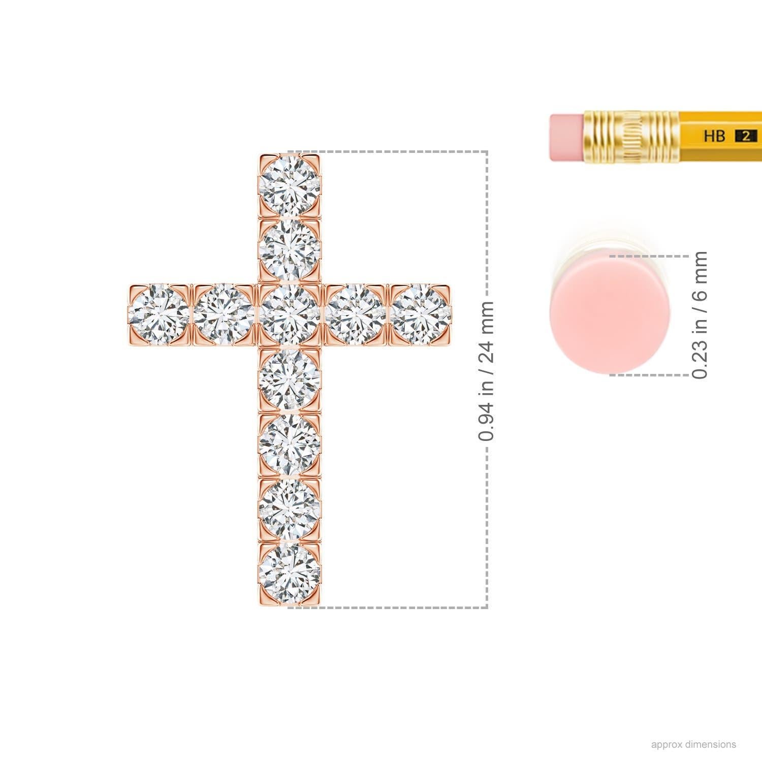 Moderne ANGARA Pendentif croix en or rose 14K avec diamant naturel 1.17cttw (Couleur- H, SI2) en vente