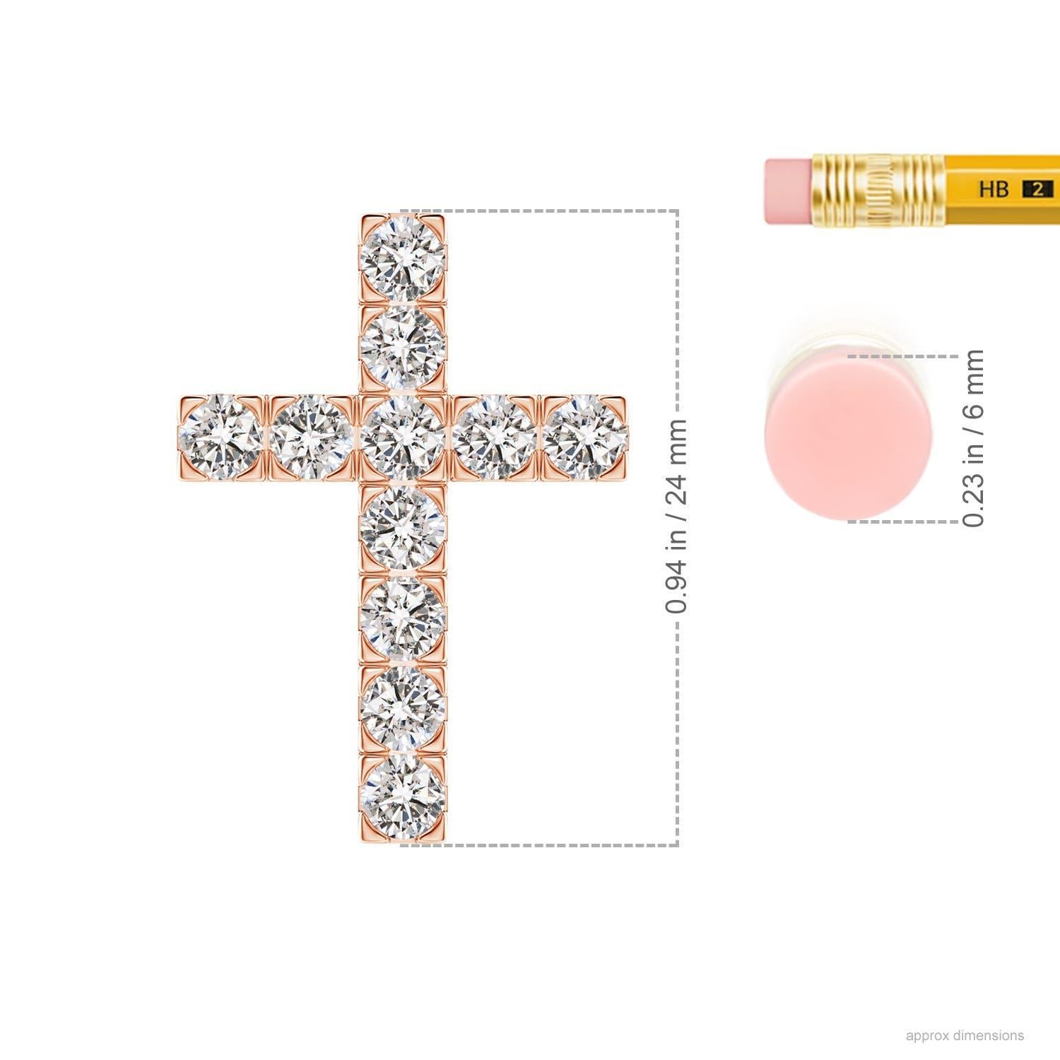 Modern ANGARA Natural 1.17cttw Diamond Cross Pendant in 14K Rose Gold(Color-I-J, I1-I2) For Sale