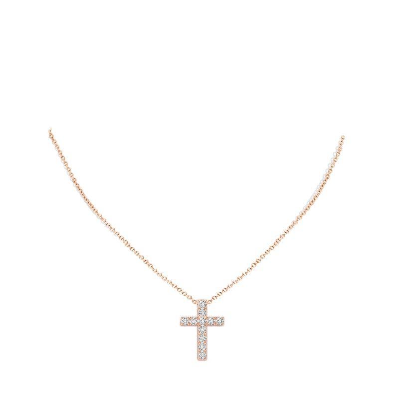 ANGARA Pendentif croix en or rose 14K avec diamant naturel 1.17cttw (Couleur- H, SI2) Neuf - En vente à Los Angeles, CA