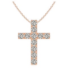 ANGARA Pendentif croix en or rose 14K avec diamant naturel de 1.17cttw (Couleur- K, I3)