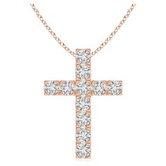ANGARA Pendentif croix en or rose 14K avec diamant naturel 1.17cttw (Couleur- H, SI2)