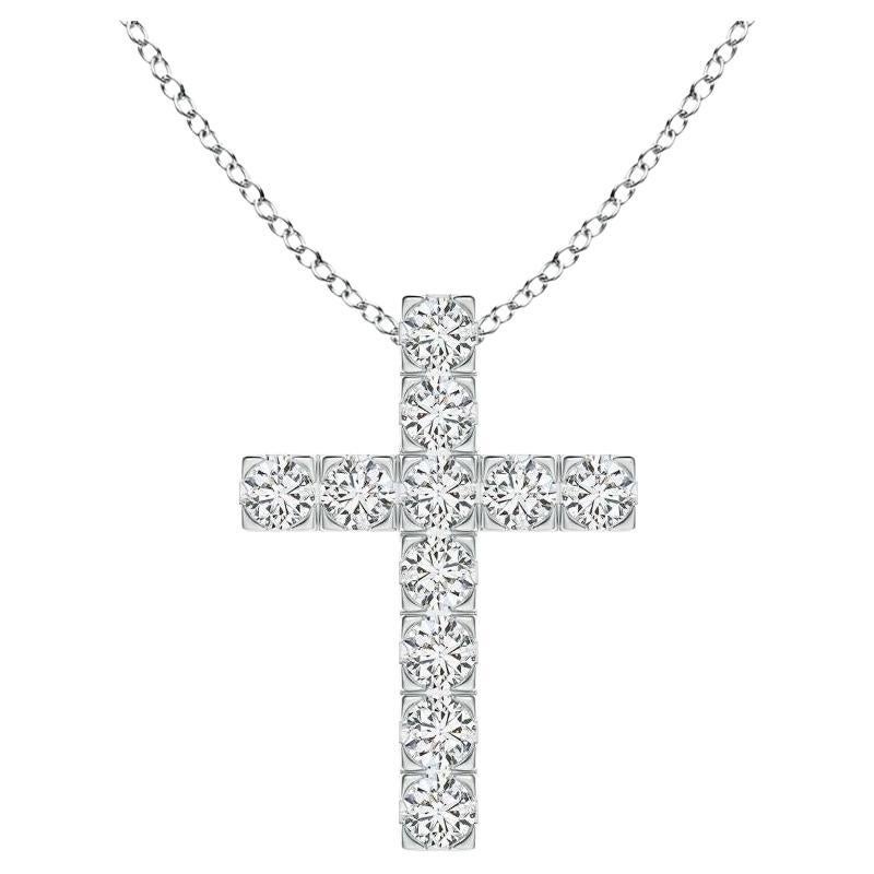 ANGARA Natural 0.75cttw Diamond Cross Pendant in 14K White Gold (Color- H, SI2) For Sale