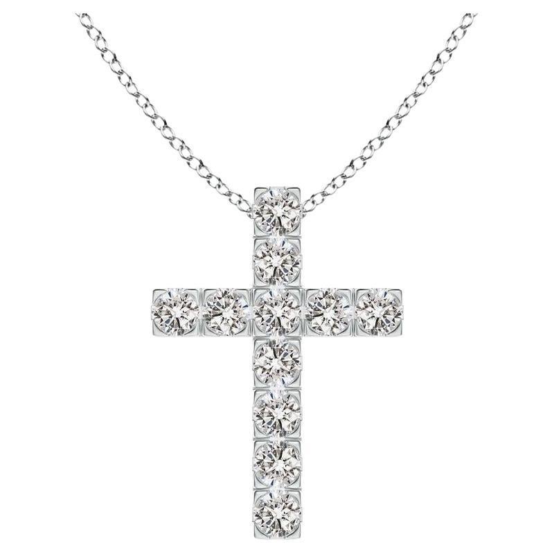 ANGARA Natural 0.75cttw Diamond Cross Pendant in 14K White Gold (I-J, I1-I2) For Sale