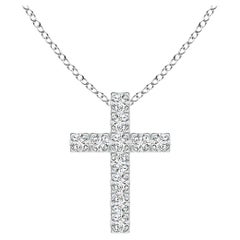 ANGARA Pendentif croix en or blanc 14K avec diamant naturel 0.38cttw (Couleur- H, SI2)