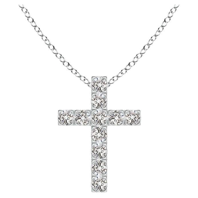 ANGARA Natural 0.38cttw Diamond Cross Pendant in 14K White Gold (I-J, I1-I2) For Sale