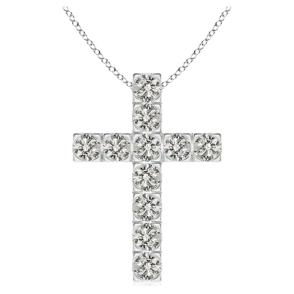 ANGARA Natural 1.75cttw Diamond Cross Pendant in 14K White Gold (Color- K, I3) For Sale