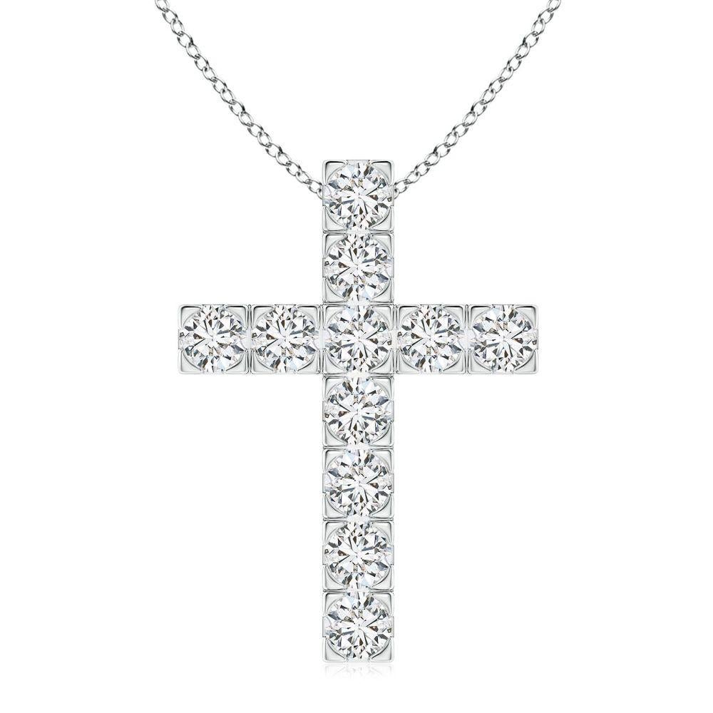 ANGARA Natural 1.75cttw Diamond Cross Pendant in 14K White Gold (Color- H, SI2)