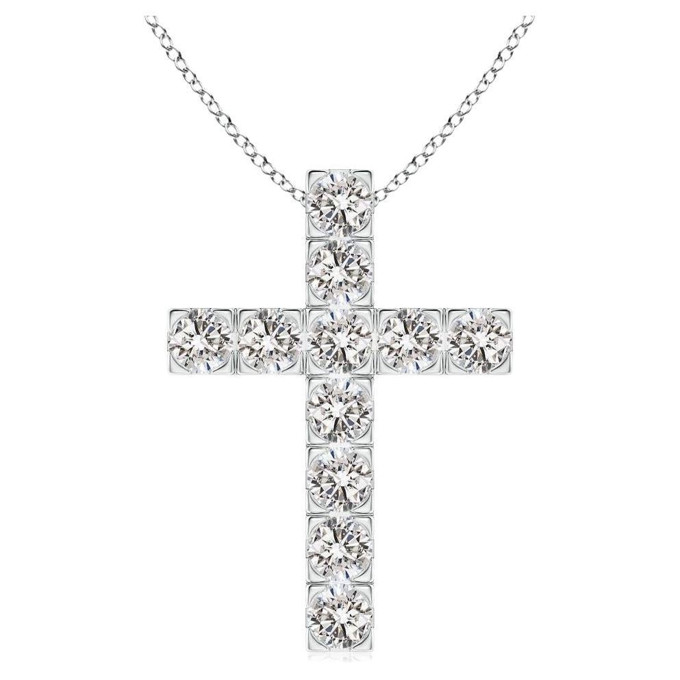 ANGARA Natural 1.75cttw Diamond Cross Pendant in 14K White Gold (I-J, I1-I2) For Sale
