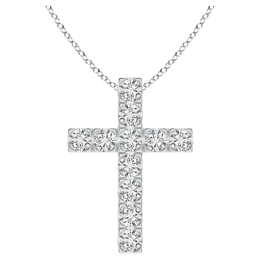 ANGARA Natural 1.17cttw Diamond Cross Pendant in 14K White Gold (Color- H, SI2) For Sale