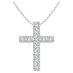 ANGARA Natural 1.17cttw Diamond Cross Pendant in 14K White Gold (Color- H, SI2)