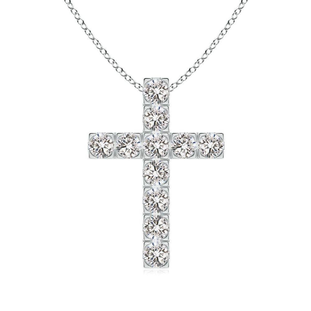 ANGARA Natural 1.17cttw Diamond Cross Pendant in 14K White Gold (I-J, I1-I2) For Sale