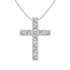 ANGARA Pendentif croix en or blanc 14 carats avec diamants naturels de 1,17 carat au total (I-J, I1-I2)